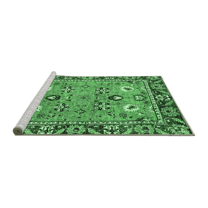 Sideview of Machine Washable Oriental Emerald Green Traditional Area Rugs, wshabs2962emgrn