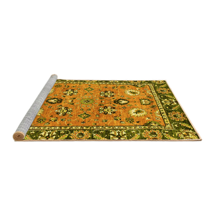 Sideview of Machine Washable Oriental Yellow Traditional Rug, wshabs2962yw