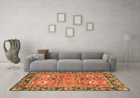 Machine Washable Oriental Orange Traditional Rug, wshabs2962org