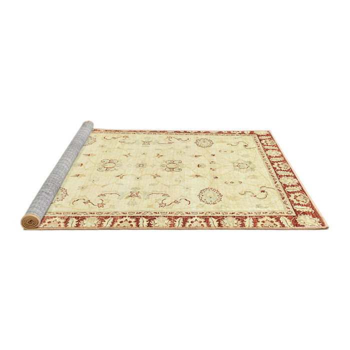 Sideview of Machine Washable Abstract Pastel Yellow Rug, wshabs2963