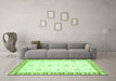 Machine Washable Oriental Green Traditional Area Rugs in a Living Room,, wshabs2963grn