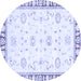 Round Machine Washable Oriental Blue Traditional Rug, wshabs2963blu