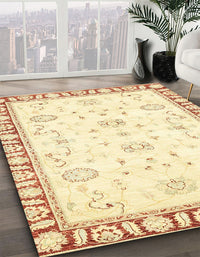 Abstract Pastel Yellow Oriental Rug, abs2963