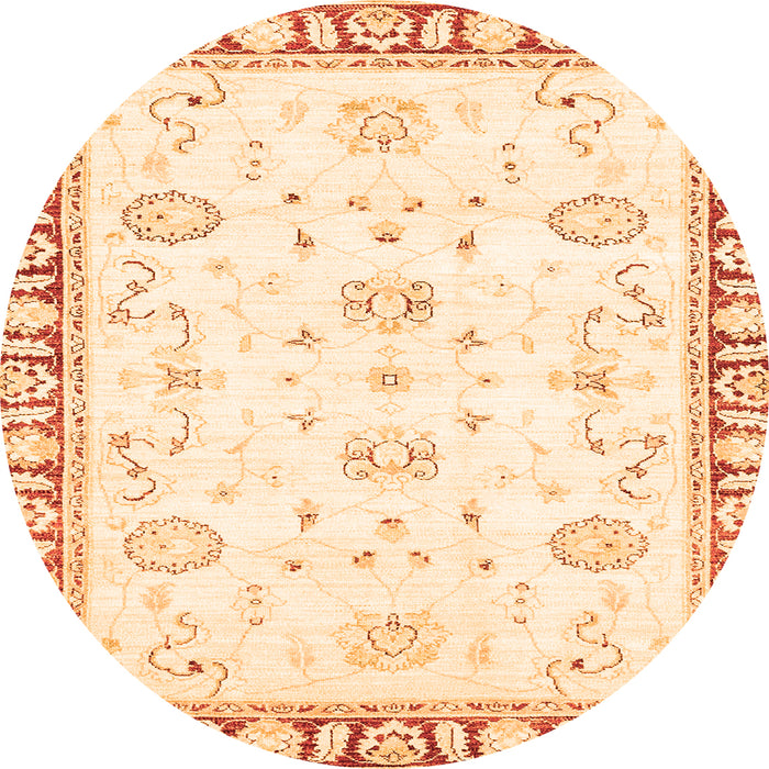 Round Oriental Orange Traditional Rug, abs2963org