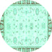 Round Oriental Turquoise Traditional Rug, abs2963turq