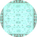 Round Machine Washable Oriental Light Blue Traditional Rug, wshabs2963lblu