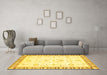 Machine Washable Oriental Yellow Traditional Rug in a Living Room, wshabs2963yw