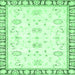 Square Machine Washable Oriental Emerald Green Traditional Area Rugs, wshabs2963emgrn