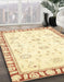 Abstract Pastel Yellow Oriental Rug in Family Room, abs2963