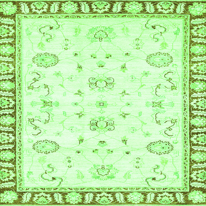 Square Oriental Green Traditional Rug, abs2963grn
