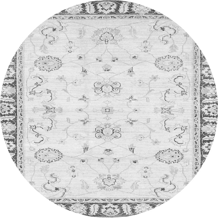 Round Machine Washable Oriental Gray Traditional Rug, wshabs2963gry