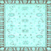 Square Machine Washable Oriental Light Blue Traditional Rug, wshabs2963lblu