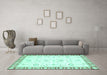 Machine Washable Oriental Turquoise Traditional Area Rugs in a Living Room,, wshabs2963turq