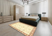 Machine Washable Abstract Pastel Yellow Rug in a Bedroom, wshabs2963