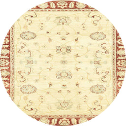 Round Abstract Pastel Yellow Oriental Rug, abs2963