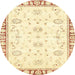 Round Abstract Pastel Yellow Oriental Rug, abs2963