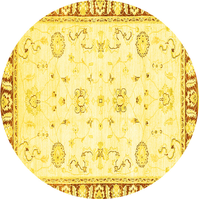 Round Oriental Yellow Traditional Rug, abs2963yw