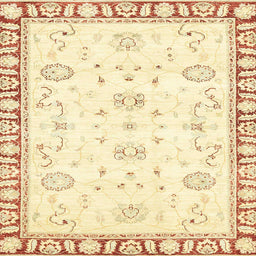 Square Abstract Pastel Yellow Oriental Rug, abs2963