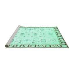 Sideview of Machine Washable Oriental Turquoise Traditional Area Rugs, wshabs2963turq