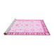 Sideview of Machine Washable Oriental Pink Traditional Rug, wshabs2963pnk