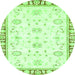 Round Oriental Green Traditional Rug, abs2963grn