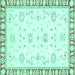 Square Oriental Turquoise Traditional Rug, abs2963turq