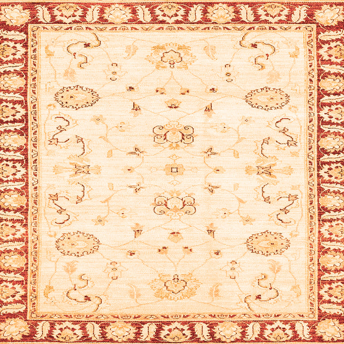 Square Machine Washable Oriental Orange Traditional Area Rugs, wshabs2963org
