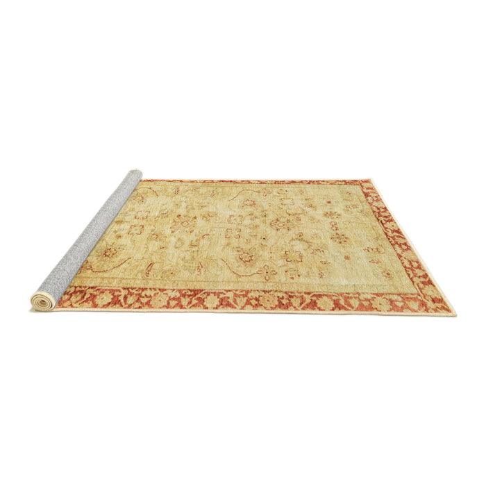 Sideview of Machine Washable Abstract Mustard Yellow Rug, wshabs2964