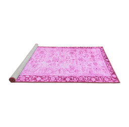 Sideview of Machine Washable Abstract Purple Modern Area Rugs, wshabs2964pur