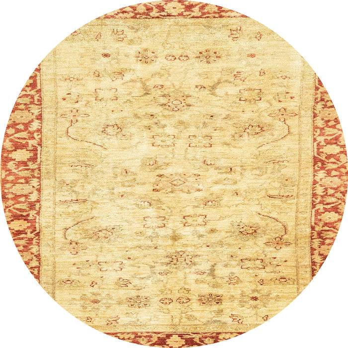 Round Abstract Mustard Yellow Modern Rug, abs2964