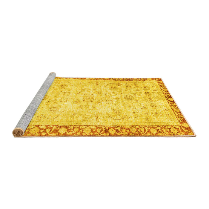 Sideview of Machine Washable Abstract Yellow Modern Rug, wshabs2964yw