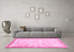 Machine Washable Abstract Pink Modern Rug in a Living Room, wshabs2964pnk