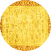 Round Abstract Yellow Modern Rug, abs2964yw