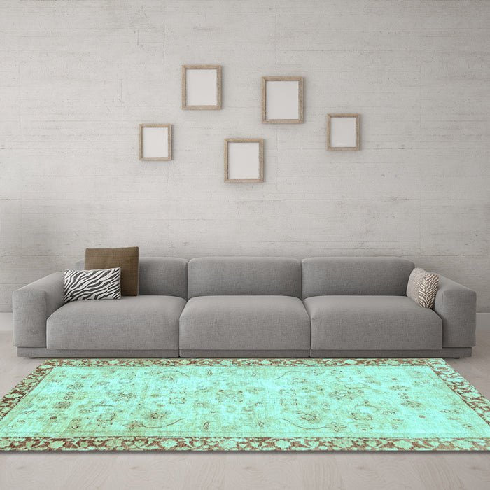 Machine Washable Abstract Light Blue Modern Rug in a Living Room, wshabs2964lblu