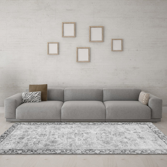 Machine Washable Abstract Gray Modern Rug in a Living Room,, wshabs2964gry
