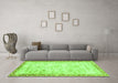 Machine Washable Abstract Green Modern Area Rugs in a Living Room,, wshabs2964grn