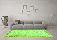 Machine Washable Abstract Green Modern Rug, wshabs2964grn