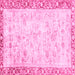 Square Machine Washable Abstract Pink Modern Rug, wshabs2964pnk