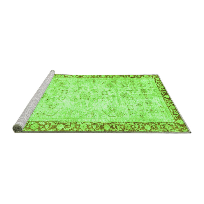 Sideview of Machine Washable Abstract Green Modern Area Rugs, wshabs2964grn