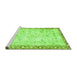 Sideview of Machine Washable Abstract Green Modern Area Rugs, wshabs2964grn