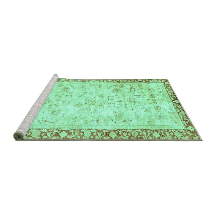 Sideview of Machine Washable Abstract Turquoise Modern Area Rugs, wshabs2964turq
