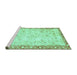 Sideview of Machine Washable Abstract Turquoise Modern Area Rugs, wshabs2964turq