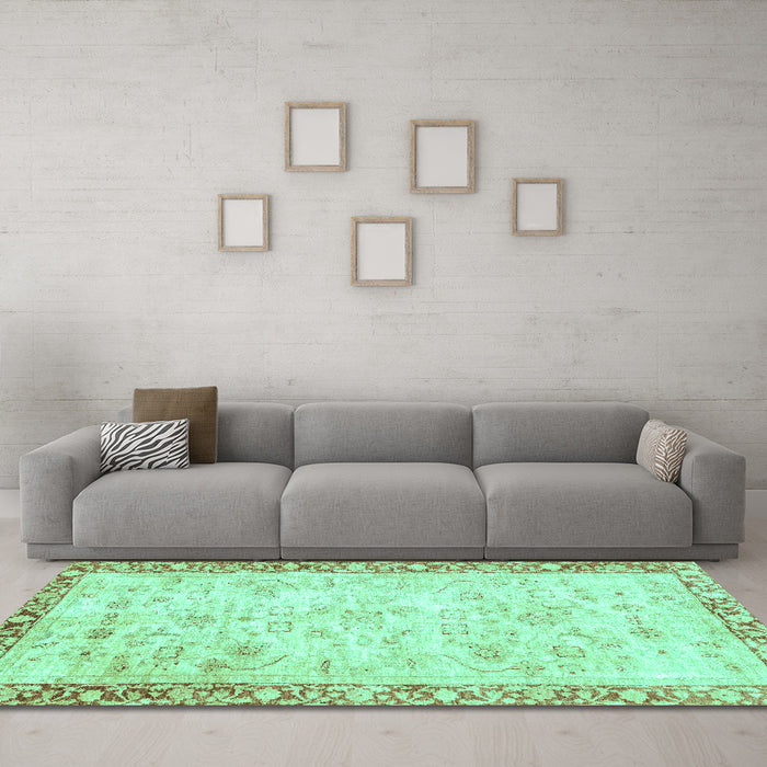 Machine Washable Abstract Turquoise Modern Area Rugs in a Living Room,, wshabs2964turq