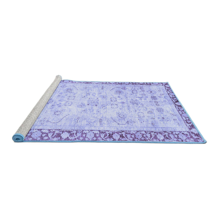 Sideview of Machine Washable Abstract Blue Modern Rug, wshabs2964blu