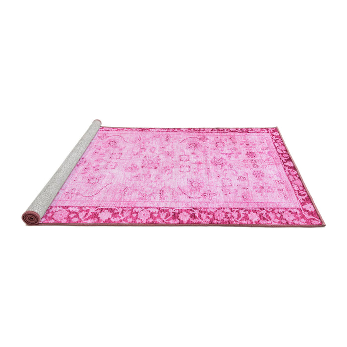 Sideview of Machine Washable Abstract Pink Modern Rug, wshabs2964pnk