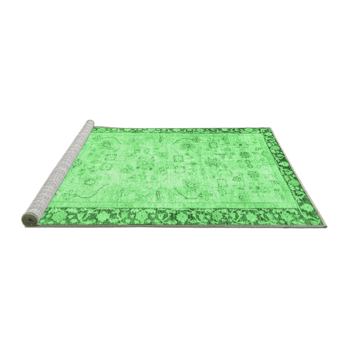 Sideview of Machine Washable Abstract Emerald Green Modern Area Rugs, wshabs2964emgrn