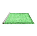 Sideview of Machine Washable Abstract Emerald Green Modern Area Rugs, wshabs2964emgrn