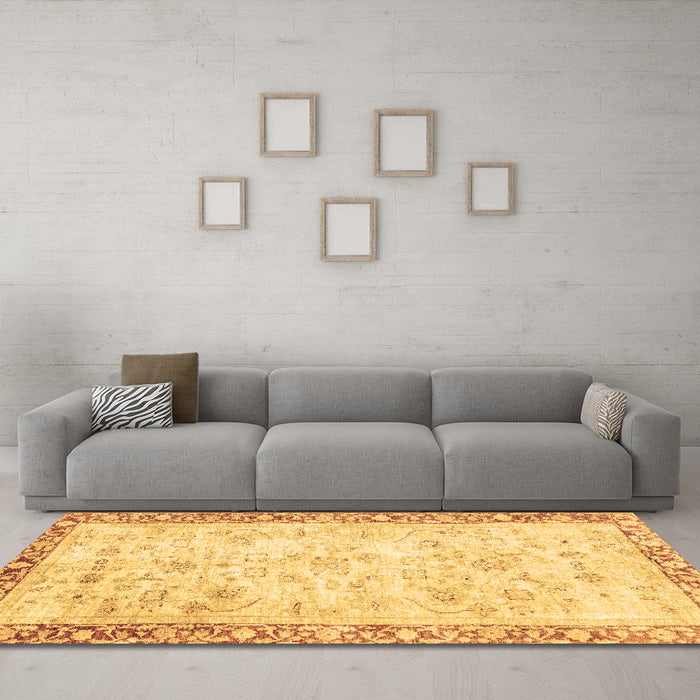 Machine Washable Abstract Brown Modern Rug in a Living Room,, wshabs2964brn