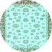 Round Oriental Light Blue Traditional Rug, abs2965lblu