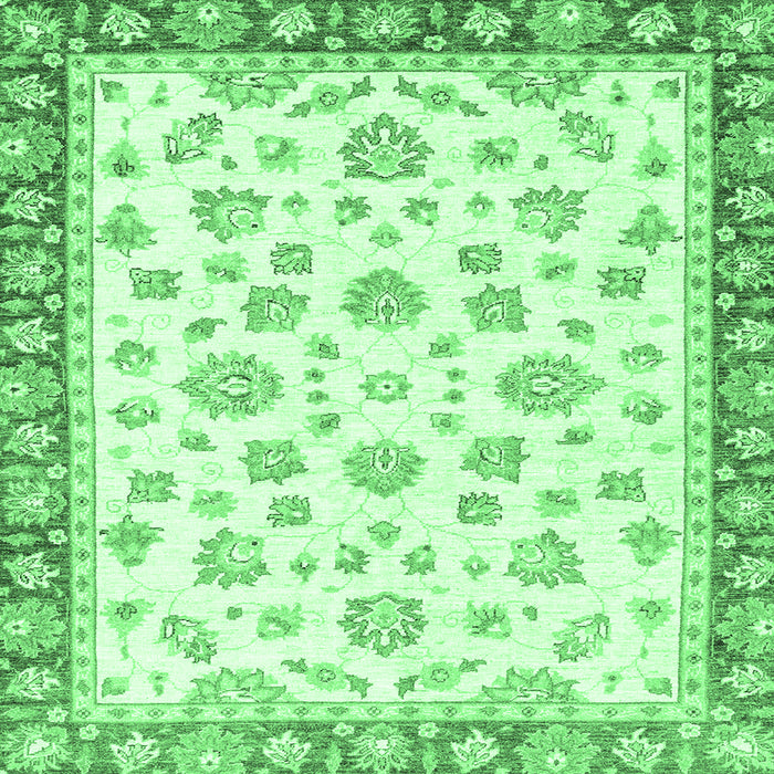Square Machine Washable Oriental Emerald Green Traditional Area Rugs, wshabs2965emgrn